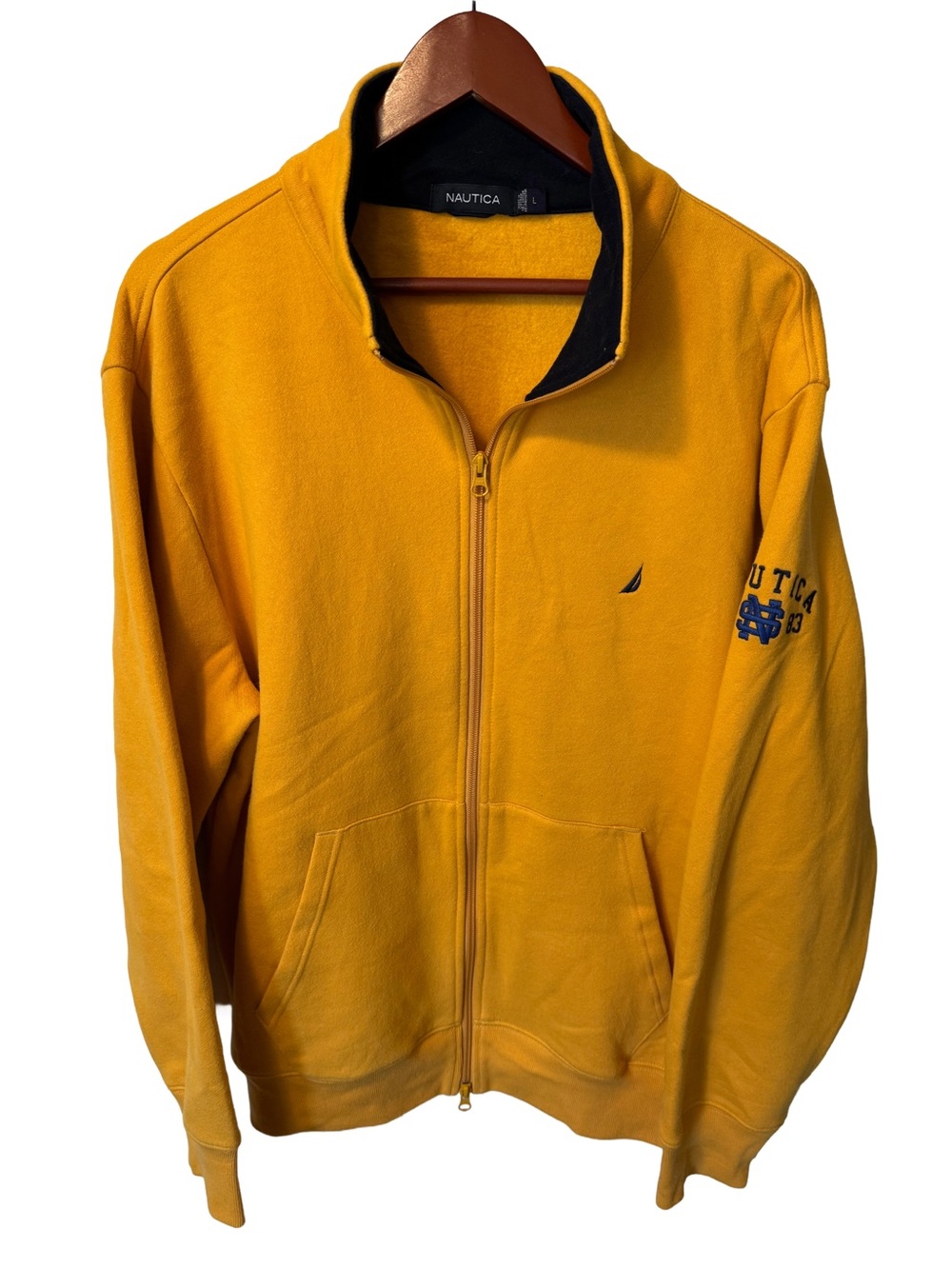 Nautica Men’s Mustard Yellow Zip-Up Fleece Jacket